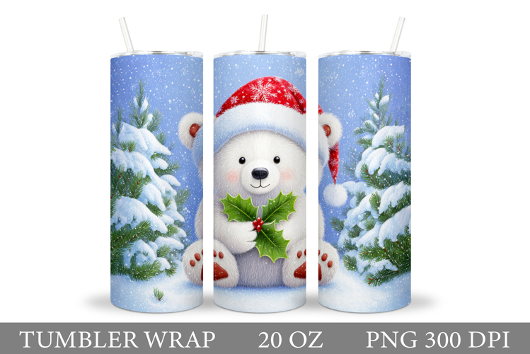 Polar Bear Tumbler Design. Christmas Tumbler Sublimation