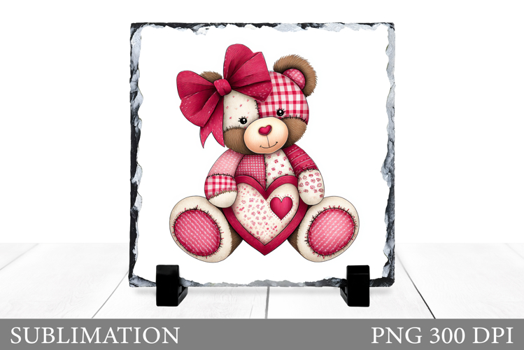 Valentines Bear Sublimation. Valentines Bear Slate Design