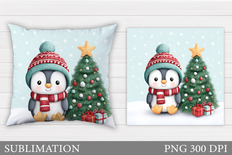 Christmas Penguin Pillow. Christmas Pillow Design