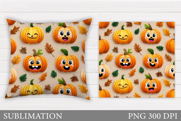 Cute Pumpkin Pillow Design. Funny Pumpkin Sublimation
