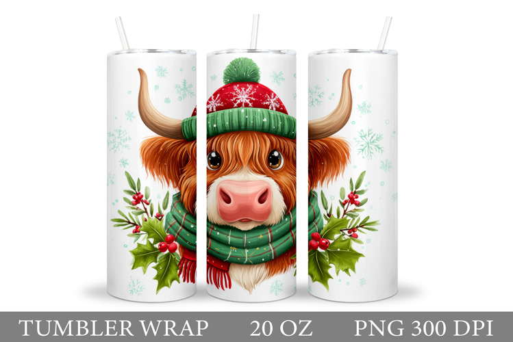 Christmas Cow Tumbler Design. Christmas Tumbler Sublimation