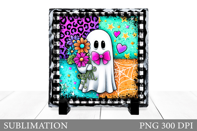 Cute Ghost Slate Design. Halloween Slate Sublimation