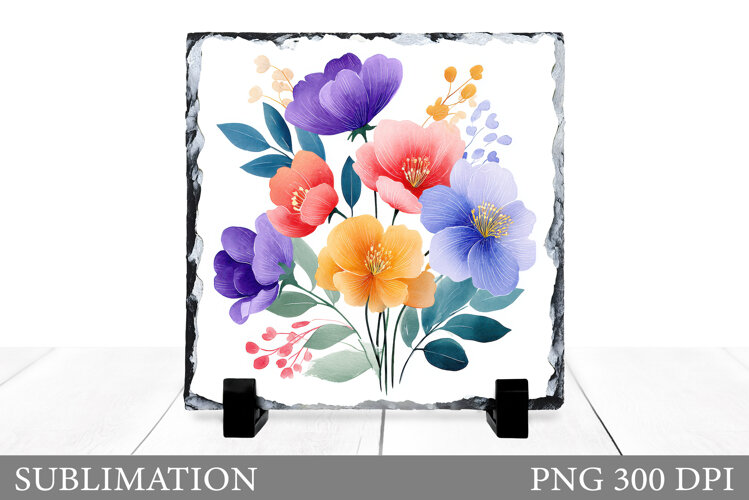 Flowers Slate Sublimation. Floral Sublimation example image 1
