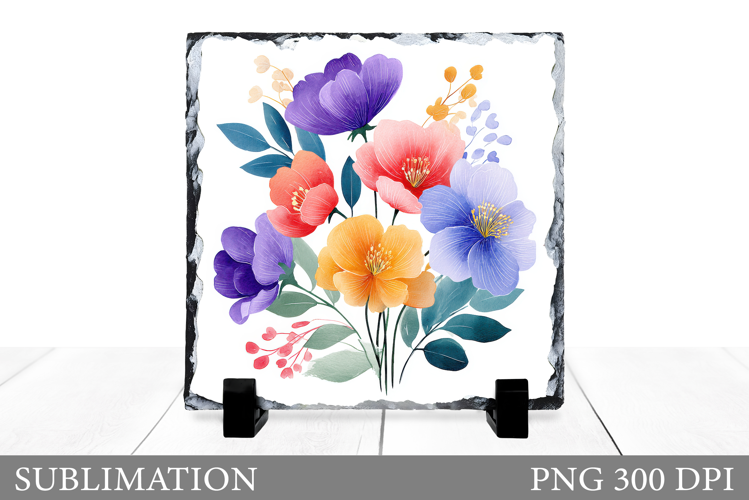 Flowers Slate Sublimation. Floral Sublimation