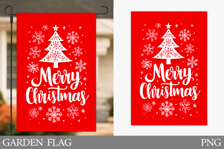 Christmas Tree Garden Flag. Merry Christmas Garden Flag