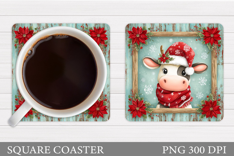Christmas Cow Coaster. Christmas Cow Coaster Sublimation