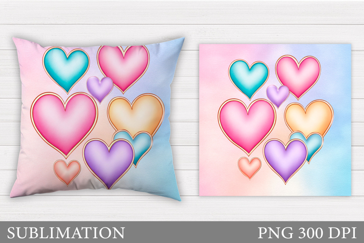 Hearts Pillow Design. Valentines Pillow Sublimation