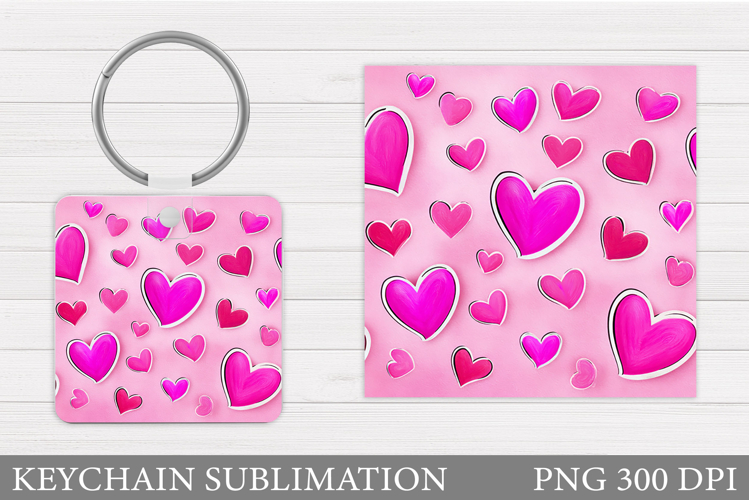Hearts Keychain Sublimation. Valentine Keychain Design