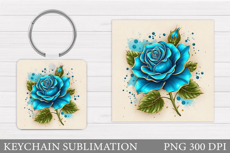 Rose Keychain Sublimation. Flowers Keychain Design