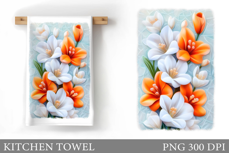 Flowers Kitchen Towel. Floral Kitchen Towel Design