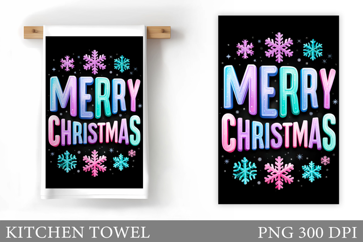 Christmas Kitchen Towel Design. Merry Christmas Sublimation
