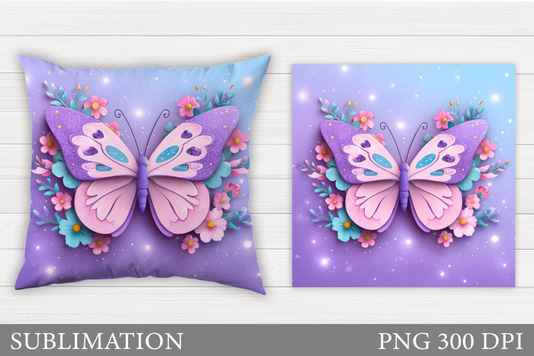 Butterfly Flowers Design. Butterfly Pillow Sublimation