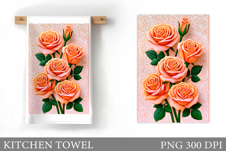 Roses Kitchen Towel. Flowers Kitchen Towel Design