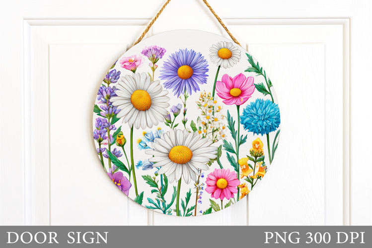 Wildflowers Door Sign Sublimation. Flowers Door Sign Design