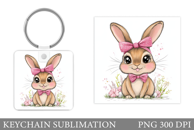 Cute Bunny Keychain Design. Cute Bunny Sublimation
