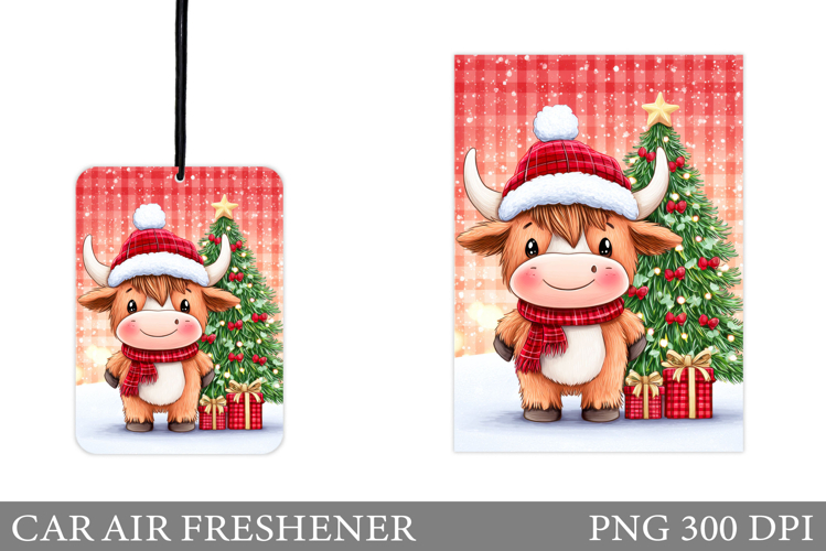 Highland Cow Car Air Freshener. Christmas Car Air Freshener