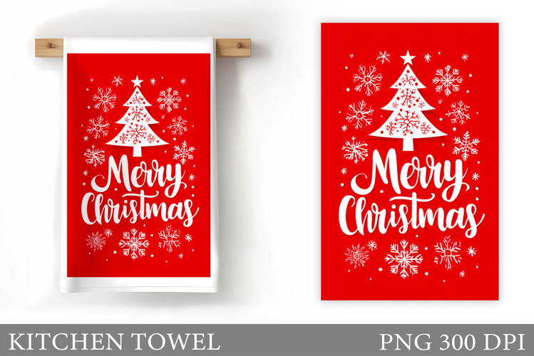Christmas Tree Kitchen Towel. Christmas Deer Kitchen Towel