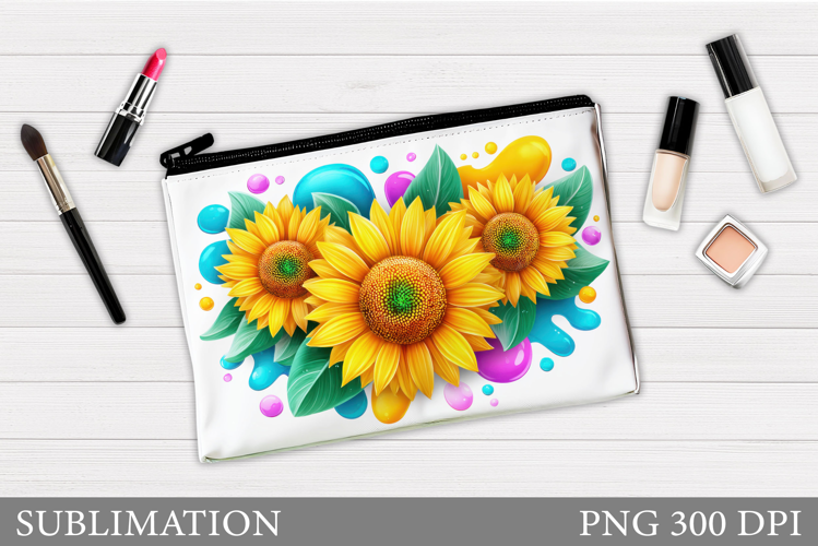 Sunflowers Makeup Bag. Flowers Cosmetics Bag Design
