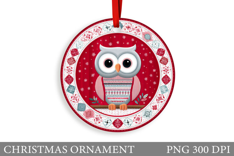 Cute Owl Christmas Ornament. Christmas Ornament Sublimation example image 1