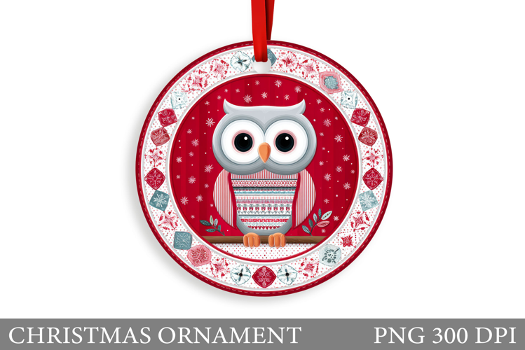 Cute Owl Christmas Ornament. Christmas Ornament Sublimation