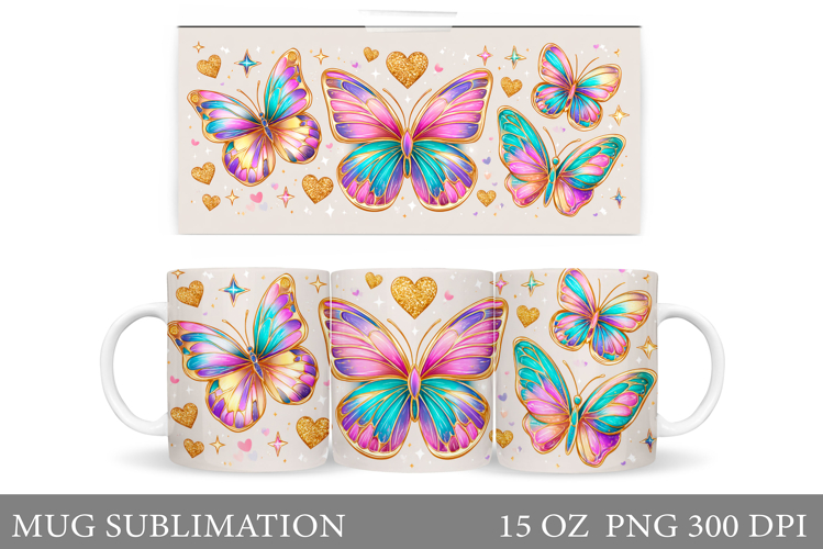 Butterflies Mug Sublimation. Butterfly Mug Design