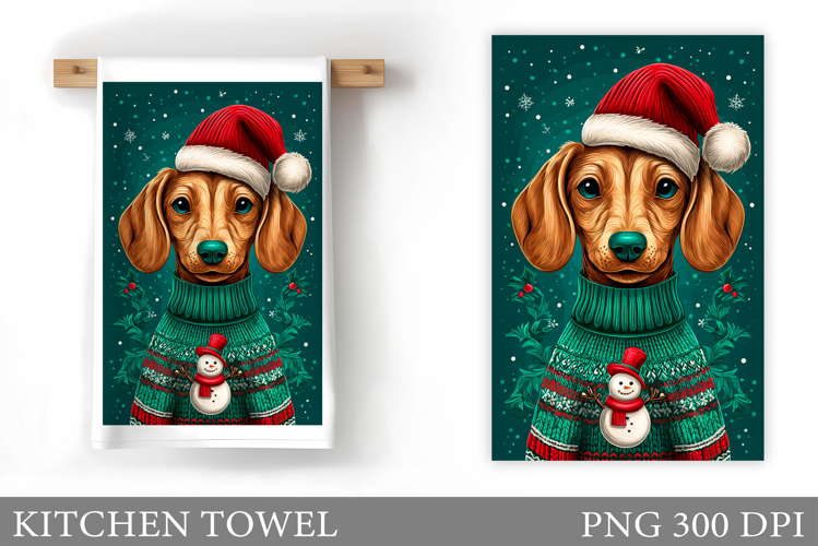 Christmas Dog Kitchen Towel. Christmas Kitchen Towel Design