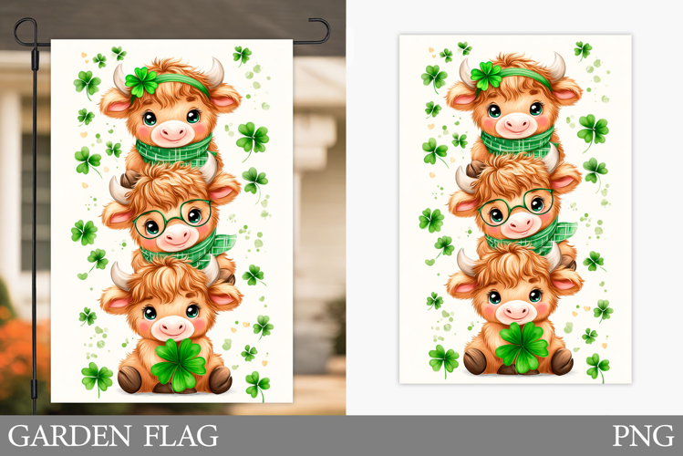 St Patrick Cow Garden Flag. St Patrick Garden Flag Design
