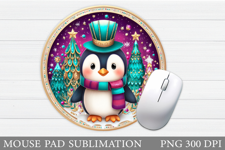 Christmas Penguin Mouse Pad. Christmas Mouse Pad Design