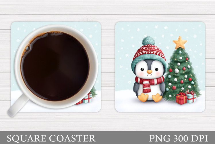 Christmas Penguin Coaster. Christmas Coaster Sublimation