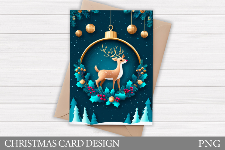 Reindeer Card Printable. Christmas Card Design