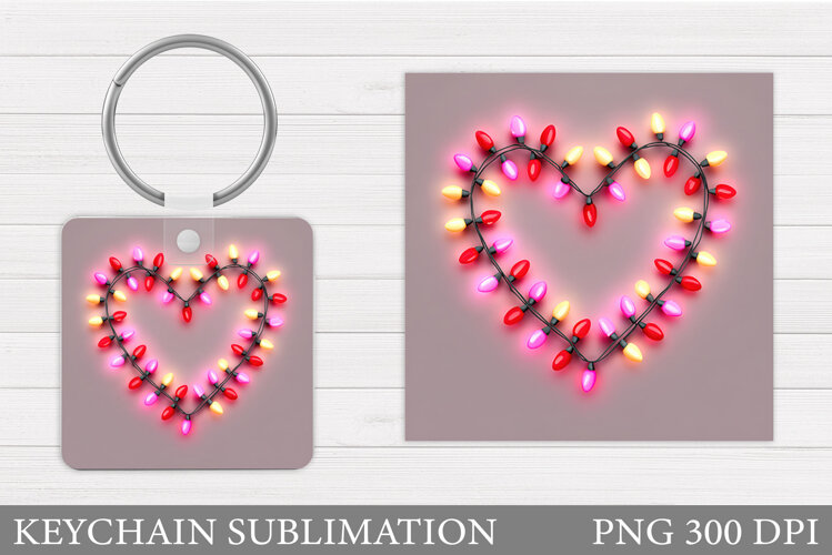 Heart Keychain Design. Valentine Keychain Sublimation example image 1