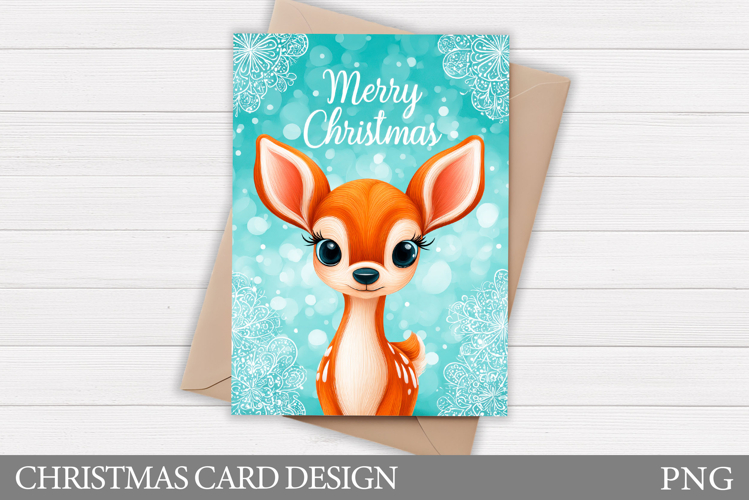 Christmas Deer Card Printable. Christmas Card Design