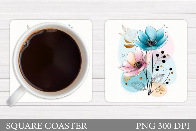 Flowers Coaster Sublimation. Floral Coaster Design