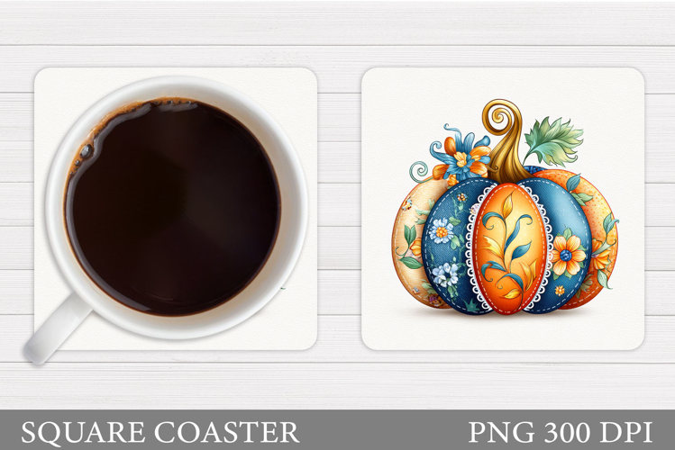 Patchwork Pumpkin Coaster. Fall Coaster Sublimation