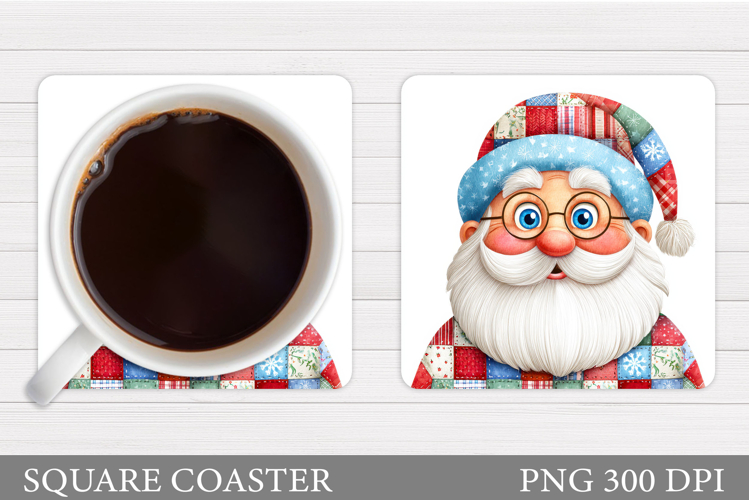 Cute Santa Coaster Sublimation. Santa Claus Coaster Design