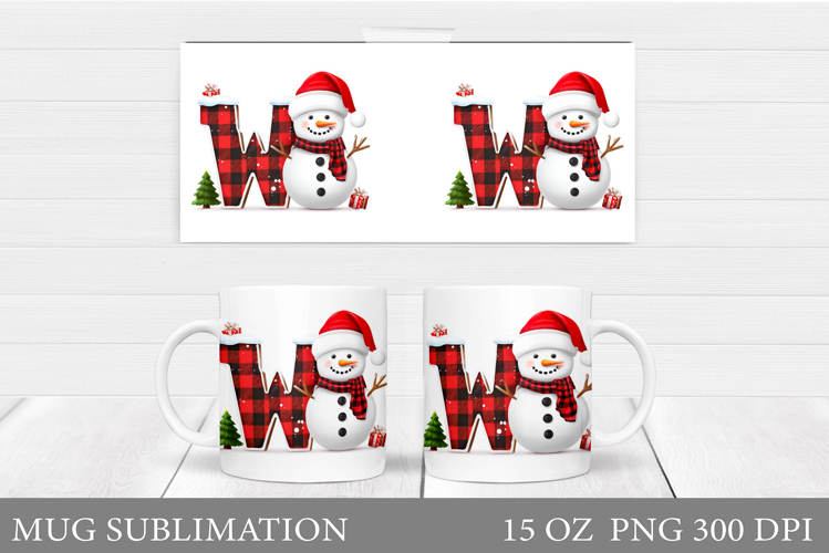 Christmas Letter W Sublimation. Christmas Mug Design