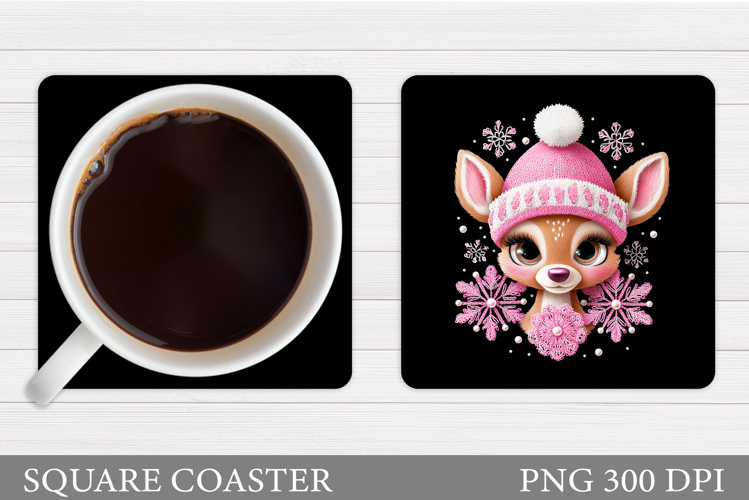 Christmas Deer Coaster Design. Christmas Coaster Sublimation