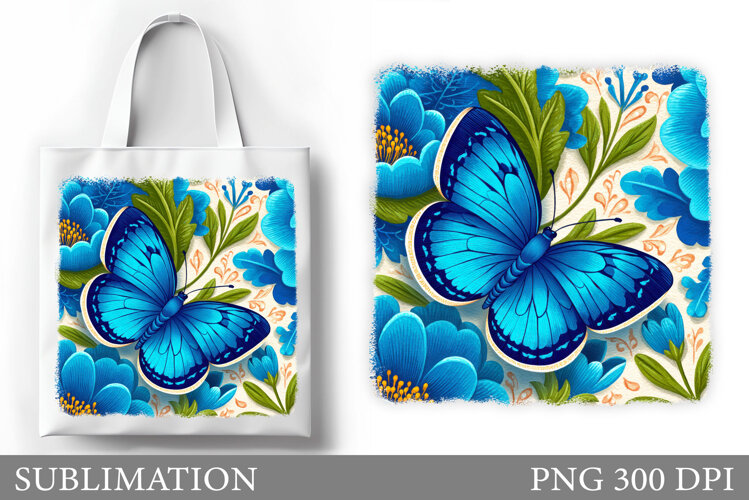 Butterfly Tote Bag Design. Flowers Tote Bag Sublimation example image 1