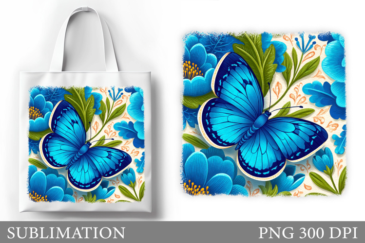 Butterfly Tote Bag Design. Flowers Tote Bag Sublimation