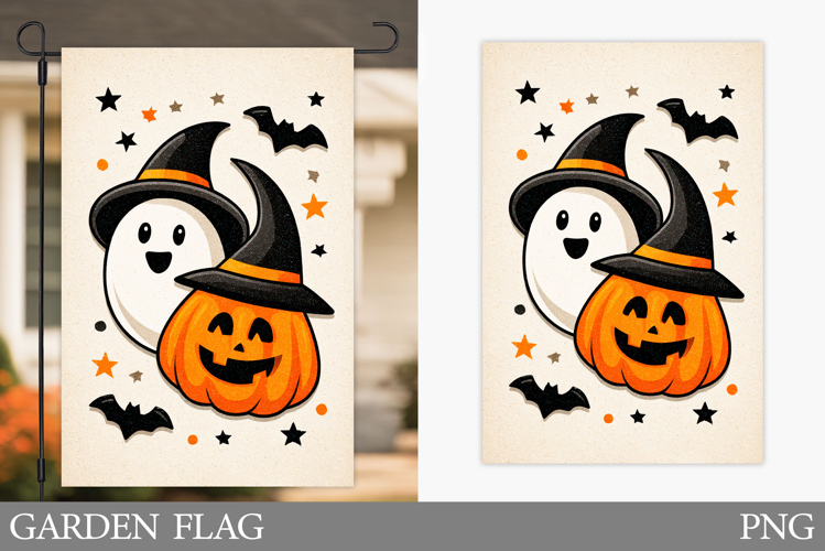 Halloween Garden Flag Design. Halloween Ghost Garden Flag