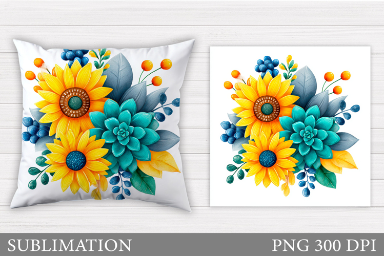 Floral Pillow Design. Flowers Sublimation