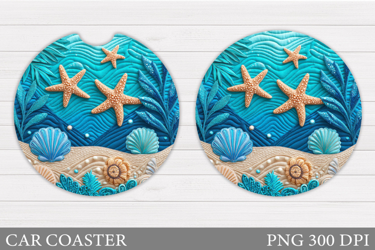 Starfish Car Coaster Design. Sea Car Coaster Sublimation