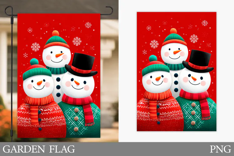 Snowman Garden Flag. Christmas Garden Flag Design