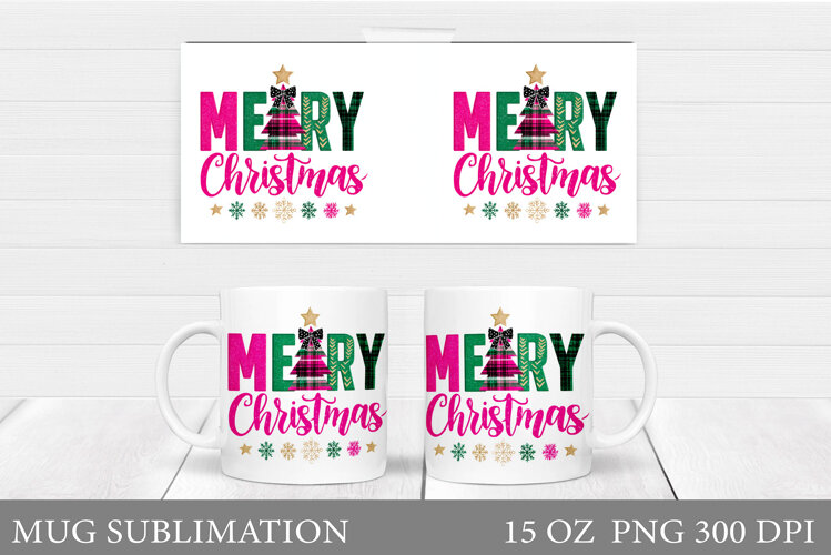 Merry Christmas Mug Design. Christmas Tree Sublimation example image 1