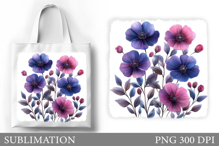 Flowers Tote Bag Design. Floral Tote Bag Sublimation
