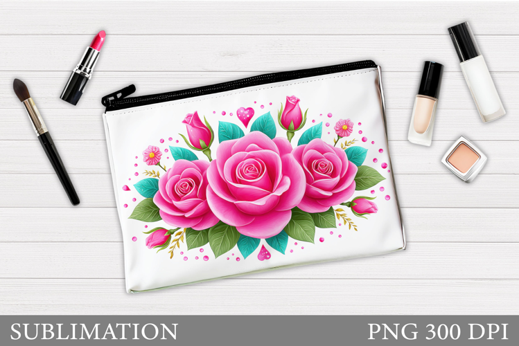 Roses Makeup Bag Sublimation. Floral Makeup Bag Design