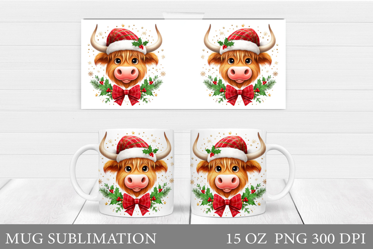 Christmas Cow Mug Design. Christmas Mug Sublimation