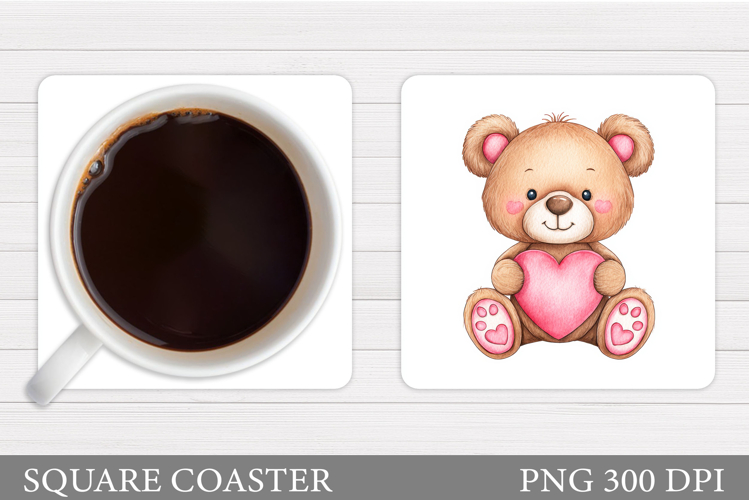 Valentines Bear Coaster. Valentines Coaster Design