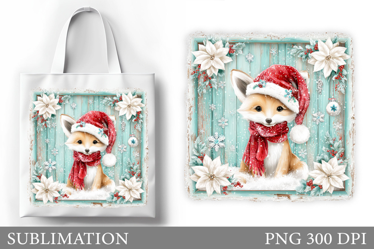 Christmas Fox Tote Bag. Christmas Tote Bag Sublimation