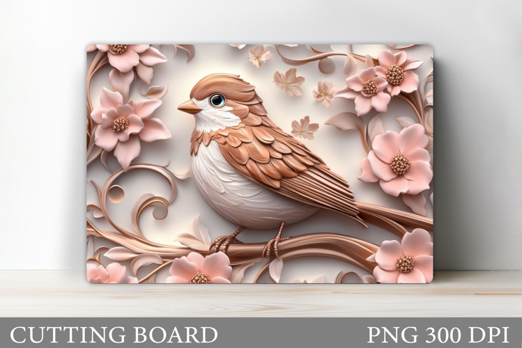 Bird Cutting Board Sublimation. Flowers Cutting Board